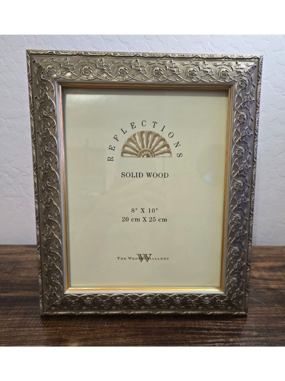 Reflections 8" X 10" Solid Wood Photo Frame With Ornate Silver Floral Design